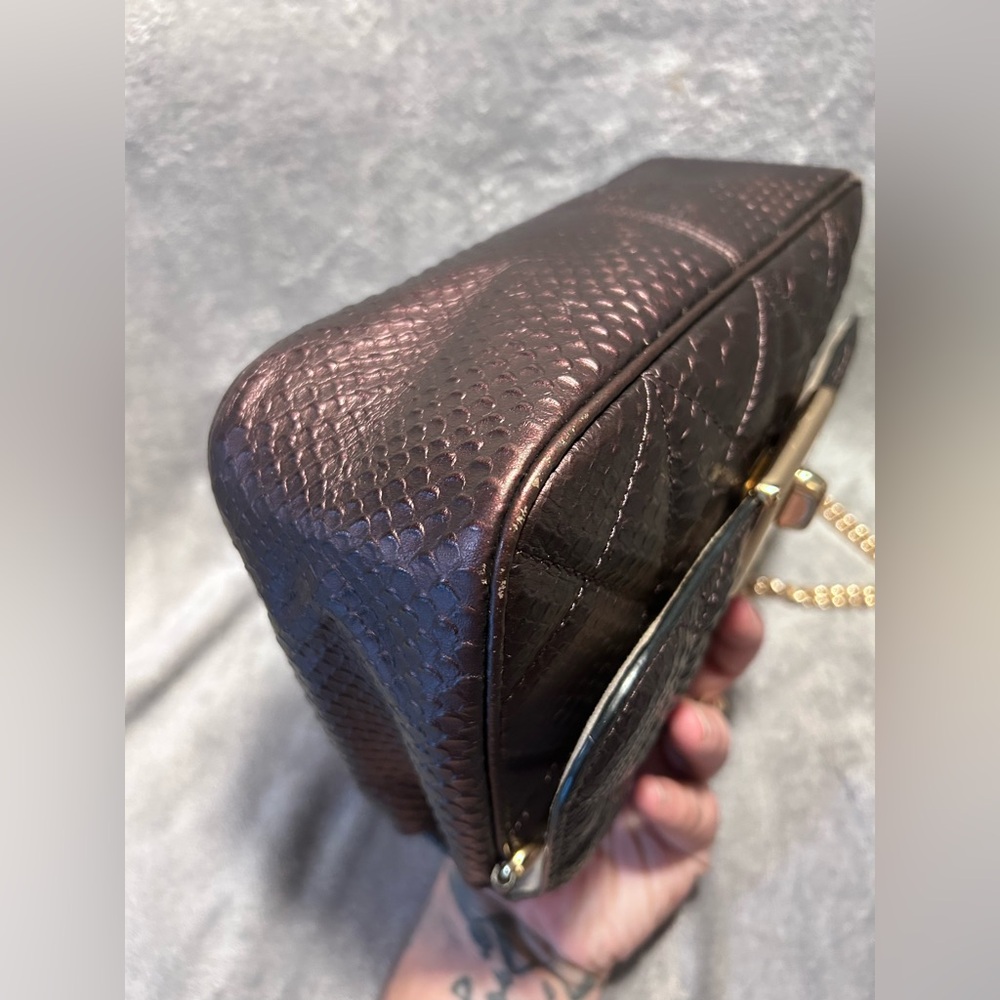 Coach Cassidy Oxblood Snake Embossed Diamond Quilted Leather Crossbody - Picture 14 of 16